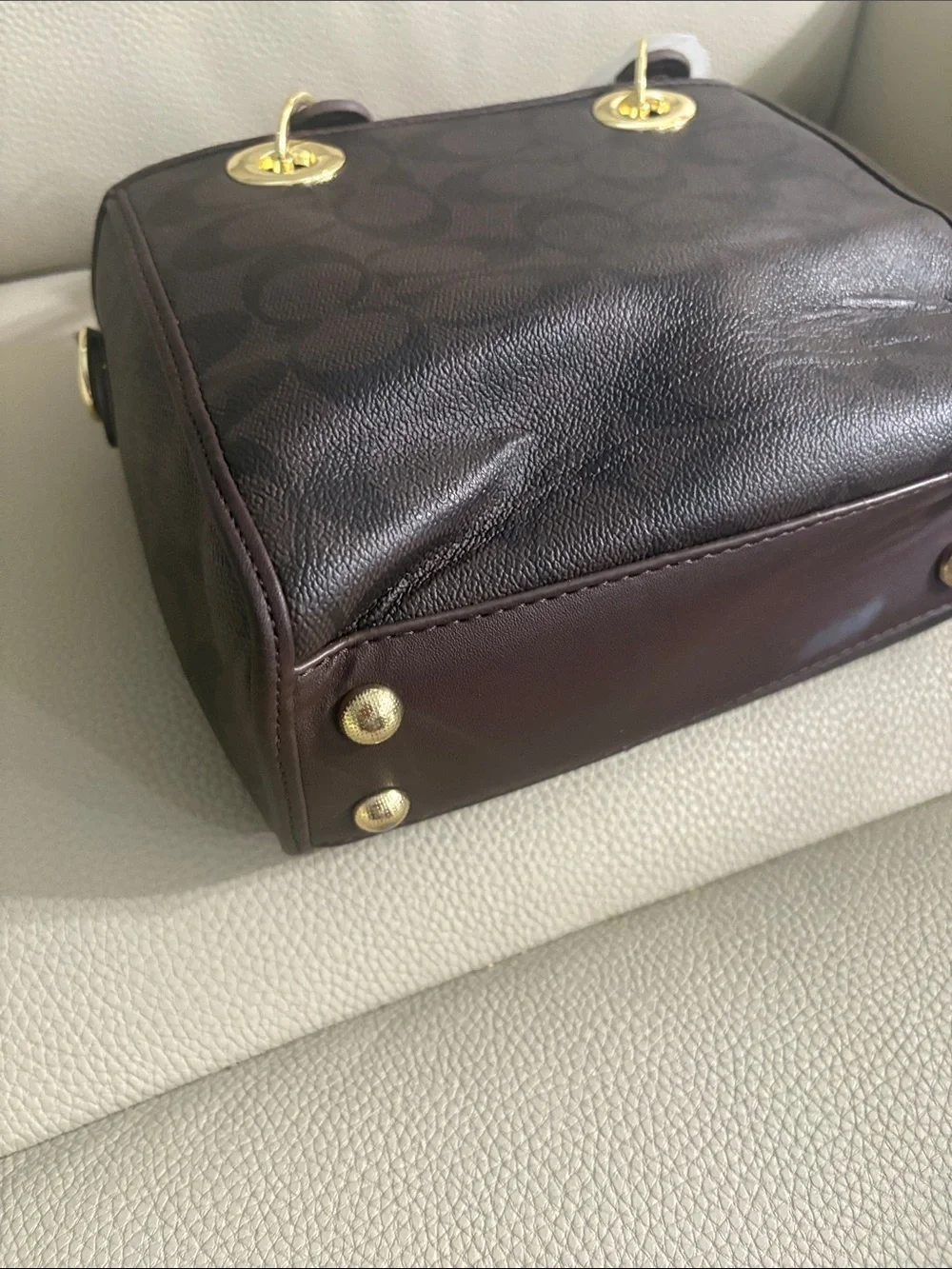 Coach Brown Signature Mini Satchel with Gold Hardware